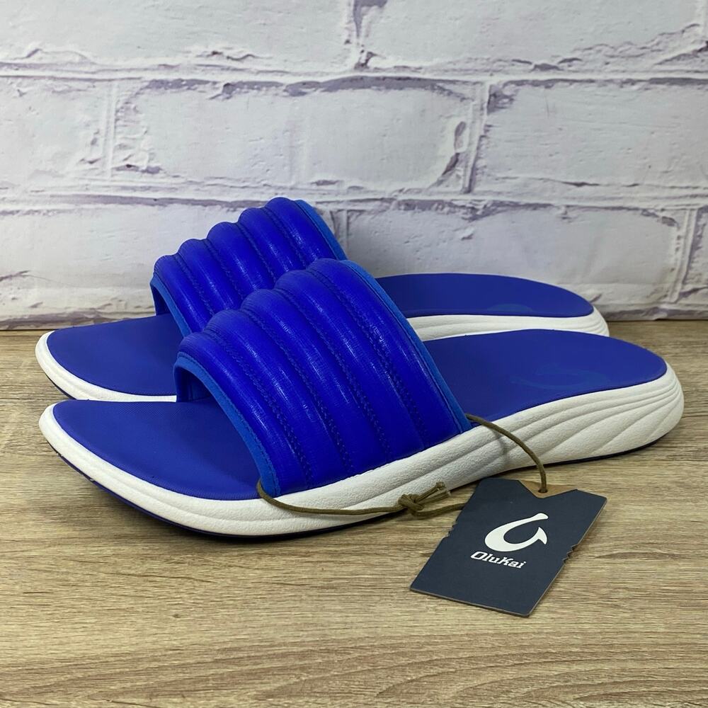 Olukai Komo Slide Sandals Men's Size 11 Sunset Blue Beach Cushioned NEW